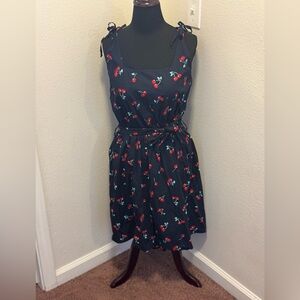 2 FOR $25SK Little Factory Navy Blue Cherry Print Dress Spaghetti Straps M